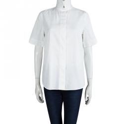 Pre Owned Chloe White Cotton Short Sleeve Button Front Shirt M