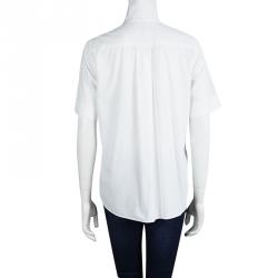 Pre Owned Chloe White Cotton Short Sleeve Button Front Shirt M