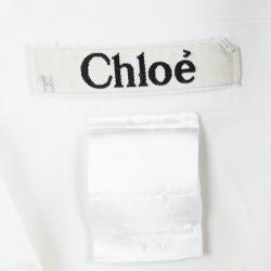 Pre Owned Chloe White Cotton Short Sleeve Button Front Shirt M