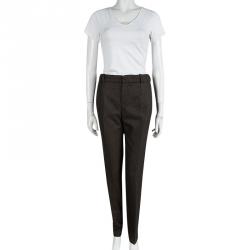 Chloe Brown Wool Straight Fit Trousers M