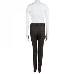Chloe Brown Wool Straight Fit Trousers M