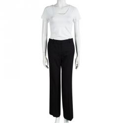 Chloe Black Wool Straight Fit Trousers M