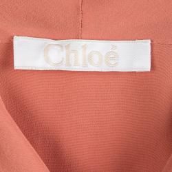 Chloe Peach Silk Long Sleeve Tie Detail Blouse M