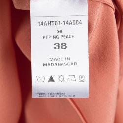 Chloe Peach Silk Long Sleeve Tie Detail Blouse M