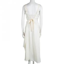Chloe Cream Sleeveless V-Neck Tie Detail Sheer Dress M