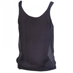 Pre Owned Chloe Dark Grey Gathered Silk Top S