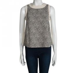 Chloe Cream Textured Front Detail Sleeveless Top S
