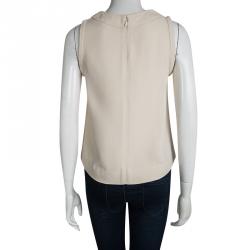 Chloe Cream Textured Front Detail Sleeveless Top S