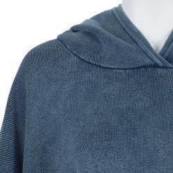 Pre Owned Chloe Blue Washed Indigo Knit Kangaroo Pocket Hooded Oversized Poncho XS/S