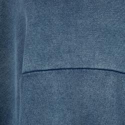 Pre Owned Chloe Blue Washed Indigo Knit Kangaroo Pocket Hooded Oversized Poncho XS/S