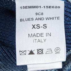 Pre Owned Chloe Blue Washed Indigo Knit Kangaroo Pocket Hooded Oversized Poncho XS/S