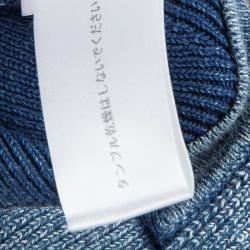 Pre Owned Chloe Blue Washed Indigo Knit Kangaroo Pocket Hooded Oversized Poncho XS/S