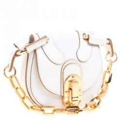 Pre Owned Chloe White Leather Chain Pouch