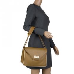 Pre Owned Chloe Mustard Pebbled Leather Medium Sally Flap Shoulder Bag