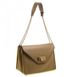 Pre Owned Chloe Mustard Pebbled Leather Medium Sally Flap Shoulder Bag