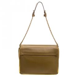 Pre Owned Chloe Mustard Pebbled Leather Medium Sally Flap Shoulder Bag