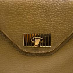 Pre Owned Chloe Mustard Pebbled Leather Medium Sally Flap Shoulder Bag