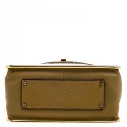 Pre Owned Chloe Mustard Pebbled Leather Medium Sally Flap Shoulder Bag