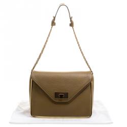 Pre Owned Chloe Mustard Pebbled Leather Medium Sally Flap Shoulder Bag