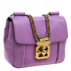 Pre Owned Chloe Lilac Leather Small Elsie Shoulder Bag