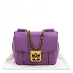 Pre Owned Chloe Lilac Leather Small Elsie Shoulder Bag