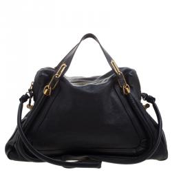 Pre Owned Chloe Black Leather Large Paraty Shoulder Bag