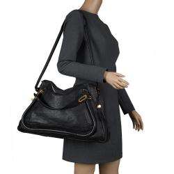 Pre Owned Chloe Black Leather Large Paraty Shoulder Bag