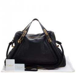 Pre Owned Chloe Black Leather Large Paraty Shoulder Bag
