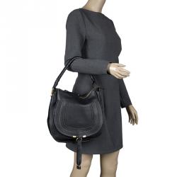Pre Owned Chloe Black Leather Medium Marcie Hobo