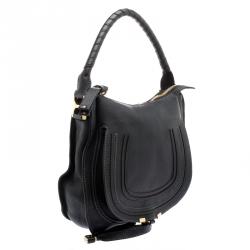 Pre Owned Chloe Black Leather Medium Marcie Hobo