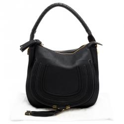 Pre Owned Chloe Black Leather Medium Marcie Hobo