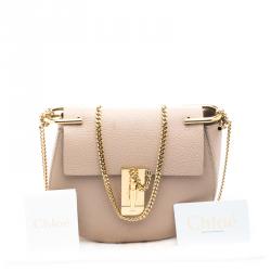 Pre Owned Chloe Beige Leather Small Drew Shoulder Bag