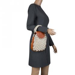 Pre Owned Chloe White/Brown Knotted Leather vintage Bracelet Bag