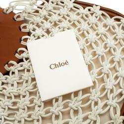 Pre Owned Chloe White/Brown Knotted Leather vintage Bracelet Bag
