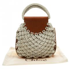 Pre Owned Chloe White/Brown Knotted Leather vintage Bracelet Bag