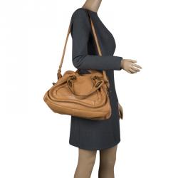 Pre Owned Chloe Tan Leather Medium Paraty Shoulder Bag