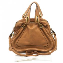Pre Owned Chloe Tan Leather Medium Paraty Shoulder Bag