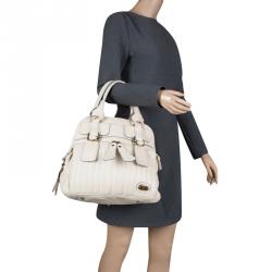 Pre Owned Chloe Cream Leather Bay Satchel