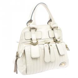 Pre Owned Chloe Cream Leather Bay Satchel