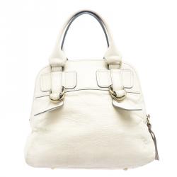 Pre Owned Chloe Cream Leather Bay Satchel