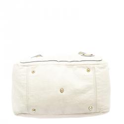 Pre Owned Chloe Cream Leather Bay Satchel