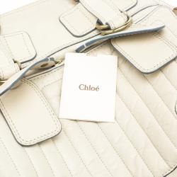 Pre Owned Chloe Cream Leather Bay Satchel