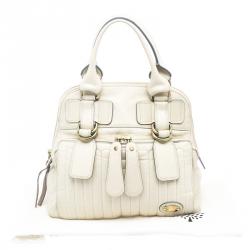 Pre Owned Chloe Cream Leather Bay Satchel
