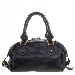 Pre Owned Chloe Black Leather Medium Paddington Satchel