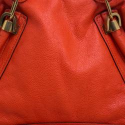 Pre Owned Chloe Orange Leather Medium Paraty Shoulder Bag