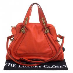 Pre Owned Chloe Orange Leather Medium Paraty Shoulder Bag