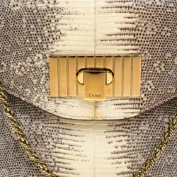 Pre Owned حقيبة كتف كلوي سالي إطار جلد سحلية بيج