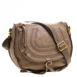 Pre Owned Chloe Brown Leather Medium Marcie Crossbody Bag