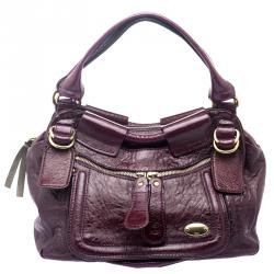 Pre Owned Chloe Burgundy Patent Leather Large Bay Hobo