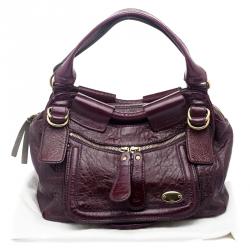 Pre Owned Chloe Burgundy Patent Leather Large Bay Hobo